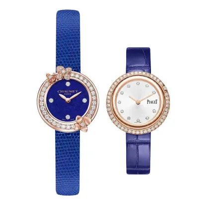 موديلات ساعات باللونين الذهبي والأزرق