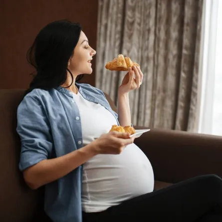 صورة لحامل تأكل