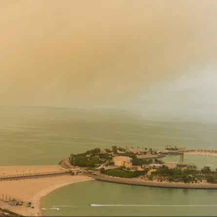 عاصفة ترابية تجتاح الكويت والطيران المدني يعلن توقف حركة الملاحة الجوية - الصورة من وكالة الأنباء الكويتية