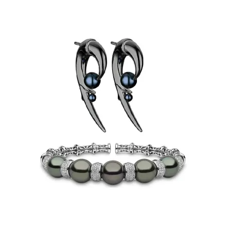 أساور مُزينة باللؤلؤ الأسود 2022 لإطلالة فخمة في العيد