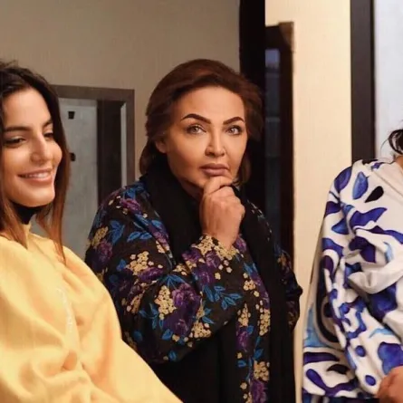 كواليس مسلسل  " أمينة حاف2" - الصورة من صفحة الفنانة إلهام الفضالة  