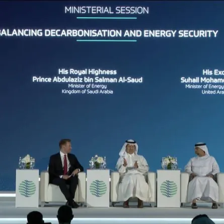 الأمير عبدالعزيز بن سلمان وسهيل المزروعي وزيري الطاقة لكل من السعودية والإمارات 