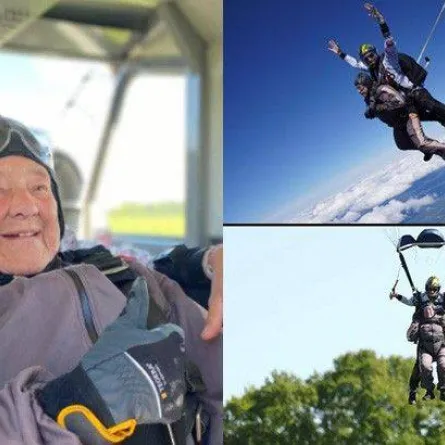 سويدية تحقق رقما قياسيا في القفز بالمظلة عمرها 103 أعوام - الصورة من philstar Global