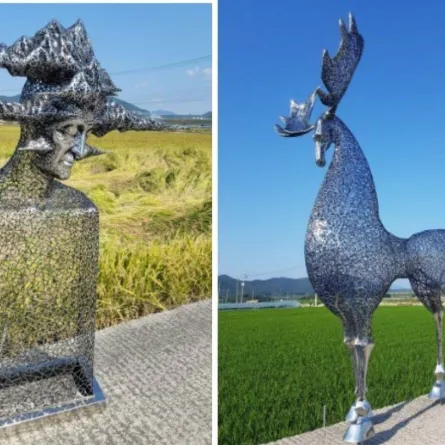 منحوتات بفروع معدنية و طلاء الفولاذ المقاوم للصدأ  