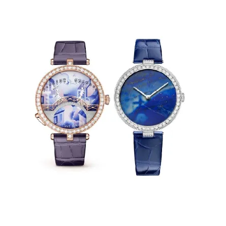 ساعات باللونين الأزرق والأرجواني