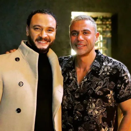 أحمد خالد صالح ومحمد إمام في كواليس فيلم عمهم - الصورة من حساب أحمد على انستغرام