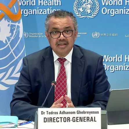 تيدروس أدهانوم غيبرييسوس المدير العام لمنظمة الصحة العالمية
