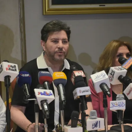 الفنان هاني شاكر خلال الموتمر الصحافي لاعتذار حسن شاكوش - تصوير محمد عربي خاص سيدتي