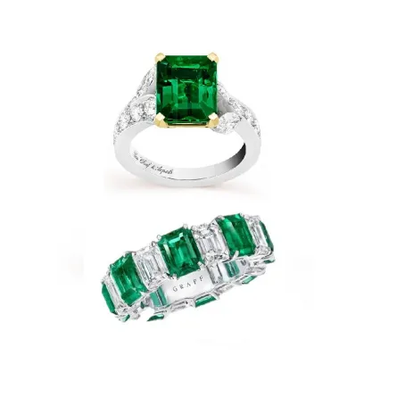 خواتم مرصوفة بالألماس والزمرد لإطلالة فاخرة لعروس صيف 2022