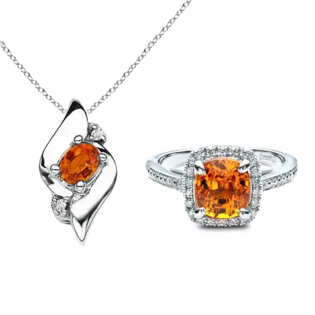 موديلات مجوهرات مرصعة بالياقوت البرتقالي 2022