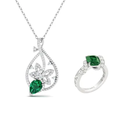 مجوهرات مرصعة بحجر الزمرد للسهرات المسائية