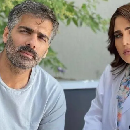 الفنانة شوق والفنان نواف العلي من كواليس مسلسل " جنات " - صورة من الصفحة الرسمية للكاتب فهد البلوشي على "انستغرام"