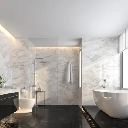 ديكورات عصرية وفخمة في الحمّام   