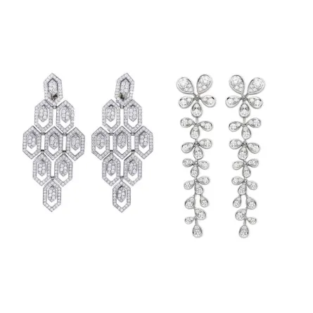 اقراط ذهب أبيض متدلية وشاندلير 2022 لإطلالة مميزة