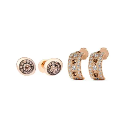 أقراط مرصعة بالألماس البني