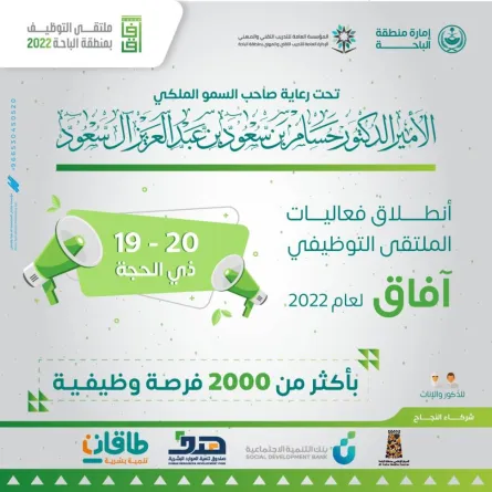 انطلاق فعاليات الملتقى التوظيفي "آفاق 2022" بالباحة 18 يوليو - الصورة من حساب التدريب التقني بمنطقة الباحة على تويتر