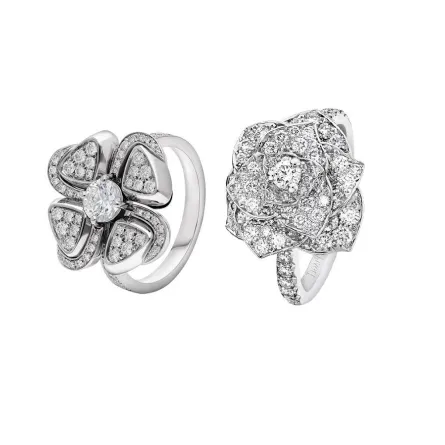 خواتم على شكل الزهور مرصعة بالماس لعروس 2022