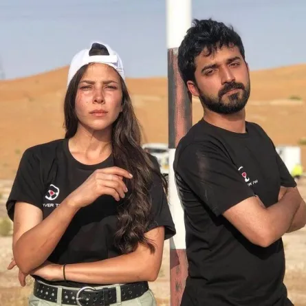 فاطمة البنوي وبراء عالم من كواليس فيلم "سكة طويلة"- صورة من صفحتها الرسمية على انستغرام