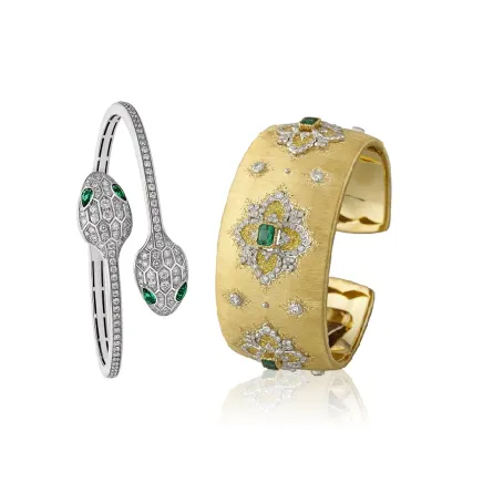 أساور مرصعة بالزمرد لإطلالات مختلفة لعيد الأضحى