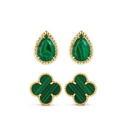 أقراط بأحجار باللون الأخضر لصيف 2022