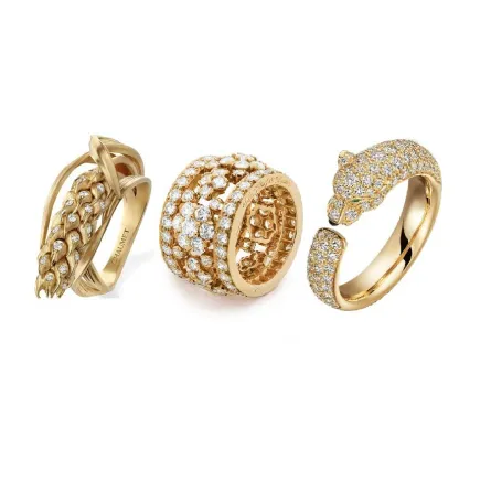 تألقي بخواتم ذهب أصفر مرصوفة بالألماس لإطلالة فخمة في سهراتكِ هذا الصيف