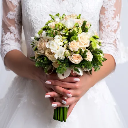 كيف تنسق العروس لون طلاء الأظافر مع ألوان باقة الورد؟