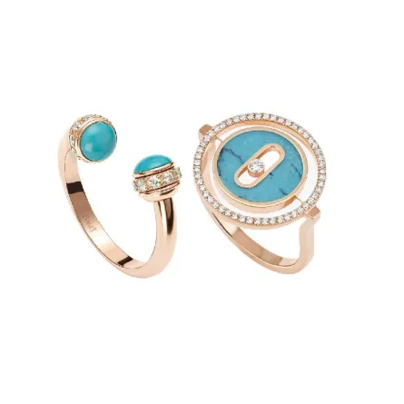 حجر القوة والحكمة..تألقي بخواتم مرصوفة بالفيروز لإطلالة أنثوية ناعمة