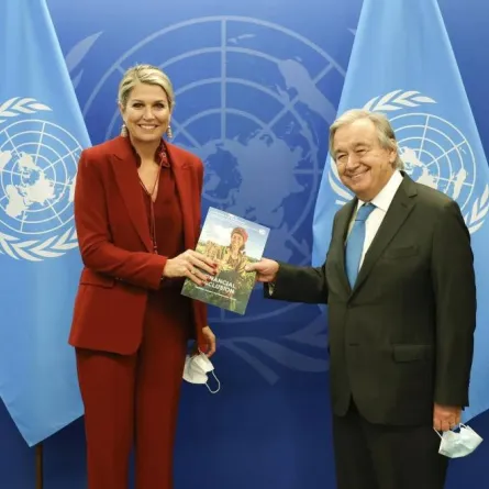 الملكة ماكسيما مع الأمين العام للأمم المتحدة أنطونيو غوتيريس- الصورة من صفحة البيت الملكي الهولندي على الفيسبوك