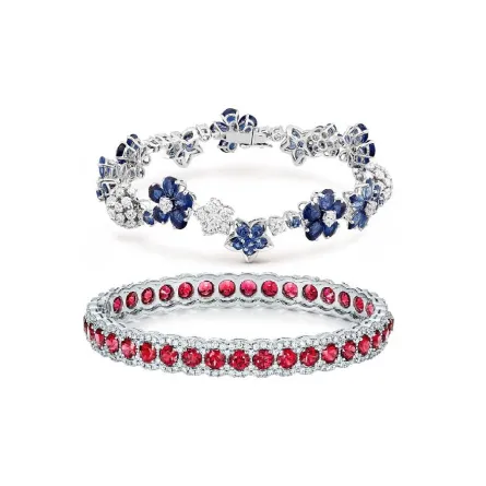 موديلات أساور مرصعة بحجر الياقوت الأحمر والأزرق