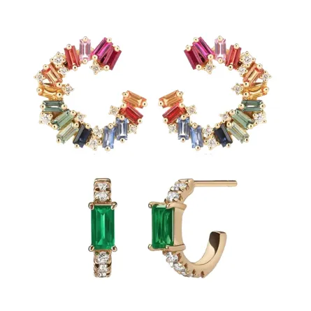 أقراط مرصعة بأحجار كريمة قطع باغيت لإطلالة ناعمة