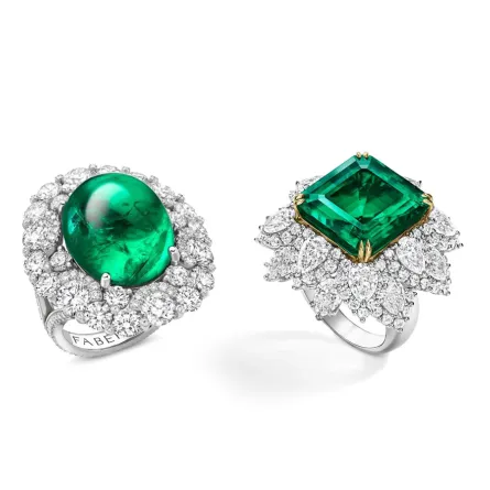 حجر الحب والتوافق.. خواتم بلاتين مرصوفة بالزمرد لإطلالة ساحرة لعروس خريف 2022