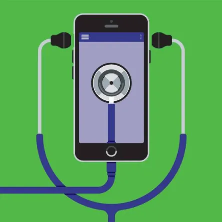 صورة تعبيرية لسماعة طبيب في هاتف ذكي