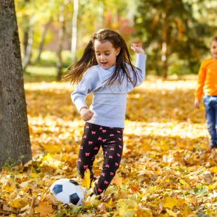 صورة لأطفال يلعبون في الخريف