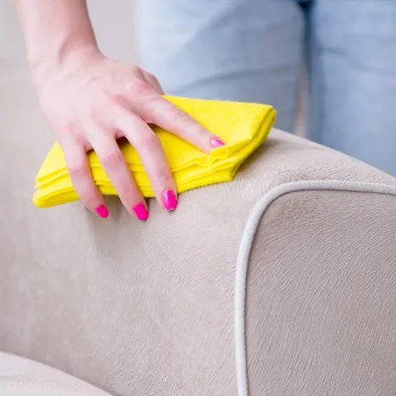 مسح الأثاث المنجّد بوساطة فوطة ناعمة