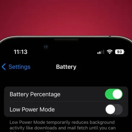 صورة لكيفية إظهار النسبة المئوية في هواتف آيفون