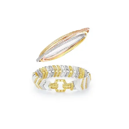 موديلات أساور ذهب أصفر وفضي بتصاميم فخمة تناسب العباية