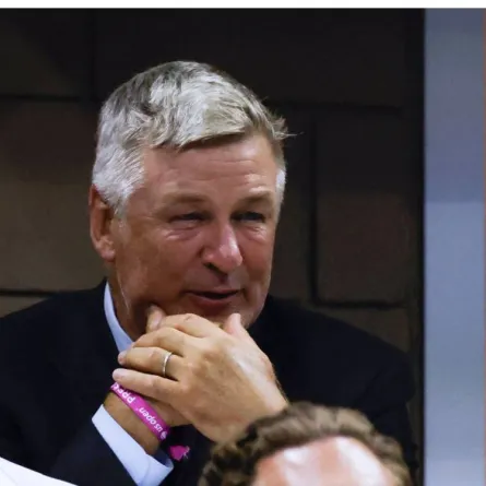 US actor Alec Baldwin attends the 2022 US Open Tennis tournament men's singles semi-final match between Spain's Carlos Alcaraz and USA's Frances Tiafoe at the USTA Billie Jean King National Tennis Center in New York, on September 9, 2022. KENA BETANCUR / AFP