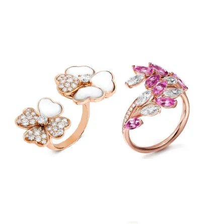 بتصاميم مرصوفة بالأحجار الكريمة.. تألقي بخواتم ذهب وردي مفتوحة لإطلالة تخطف العيون