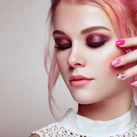 مكياج عيون باللون الزهري