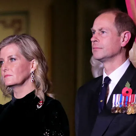 Britain's Prince Edward (R), Earl of Wessex, and Britain's Sophie (L), Countess of Wessex attend the annual Royal British Legion Festival of Remembrance at the Royal Albert Hall in London on November 12, 2022. CHRIS RADBURN / POOL / AFP