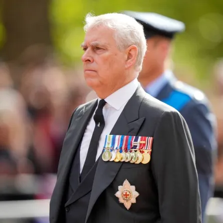 Britain's Prince Andrew, Duke of York follows the coffin of Queen Elizabeth II, during a procession from Buckingham Palace to the Palace of Westminster, in London on September 14, 2022. Martin Meissner / POOL / AFP