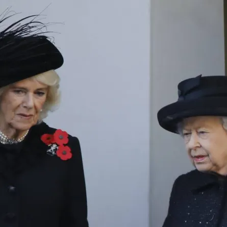 Britain's Queen Elizabeth II (R) talks with Britain's Camilla, Duchess of Cornwall (L) as they attend the Remembrance Sunday ceremony at the Cenotaph on Whitehall in central London, on November 10, 2019. Remembrance Sunday is an annual commemoration held on the closest Sunday to Armistice Day, November 11, the anniversary of the end of the First World War and services across Commonwealth countries remember servicemen and women who have fallen in the line of duty since WWI. Tolga AKMEN / AFP