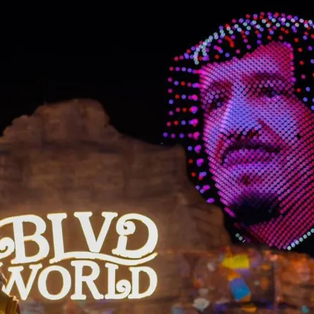 صورة الملك سلمان بن عبدالعزيز من حفل افتتاح بوليفارد وورلد - الصورة من حساب تركي آل الشيخ