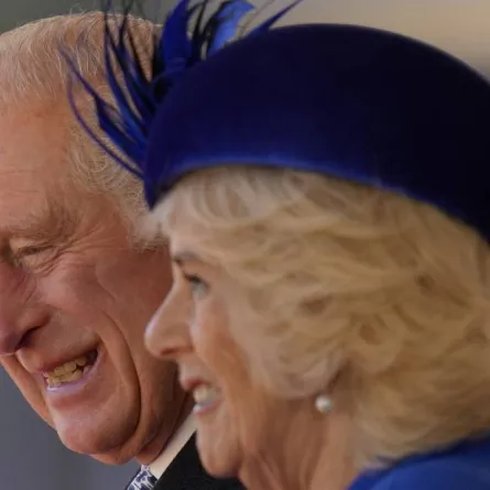Britain's King Charles III and Britain's Camilla, Queen Consort attend the Ceremonial Welcome for South Africa's President, on Horse Guards Parade in London on November 22, 2022, at the start of the President's two-day state visit. King Charles III is hosting his first state visit as monarch, welcoming South Africa's President to Buckingham Palace. Kirsty Wigglesworth / POOL / AFP