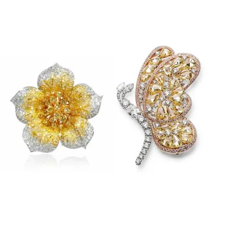 كيف تنسقي البروشات المرصعة بالألماس الأصفر مع العباية في شتاء 2023؟