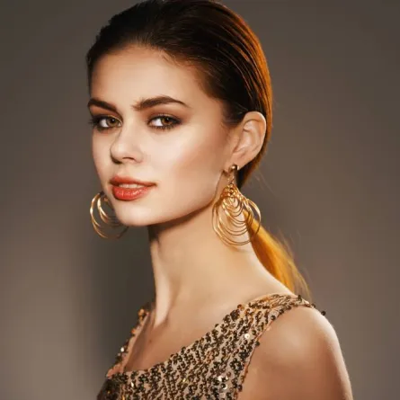 مكياج لفستان بيج وذهبي