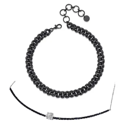 موديلات سلاسل مرصعة بالماس الأسود.. الحجر الذي يحيطه الغموض!