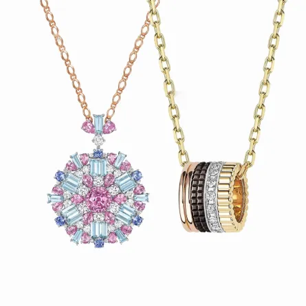 لإطلالة عصرية بالعباية.. تزيني بموديلات سلاسل وعقود ذهب جنزير مرصعة بأحجار ألماس