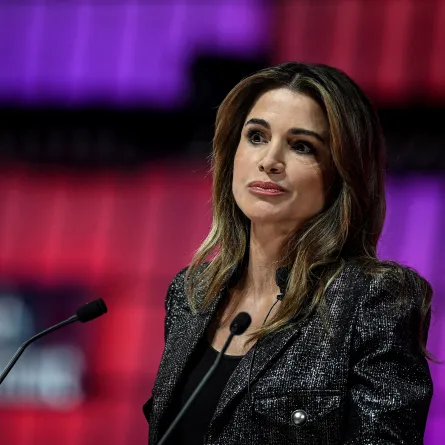 Queen of Jordan Rania Al Abdullah speaks at the centre stage of the Europe's largest tech conference, the Web Summit, in Lisbon on November 2, 2022. The Web Summit will run until November 4, 2022. PATRICIA DE MELO MOREIRA / AFP