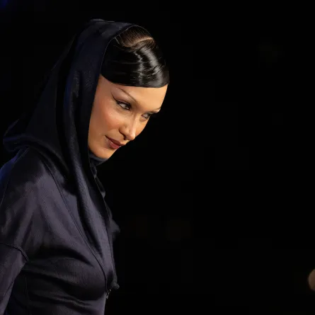 US model Bella Hadid arrives to attend the Fashion Trust Arabia Awards, a part of year-round cultural events culminating the FIFA World Cup Qatar 2022 football tournament, at the national museum of Qatar in Doha on October 26, 2022. Jewel SAMAD / AFP